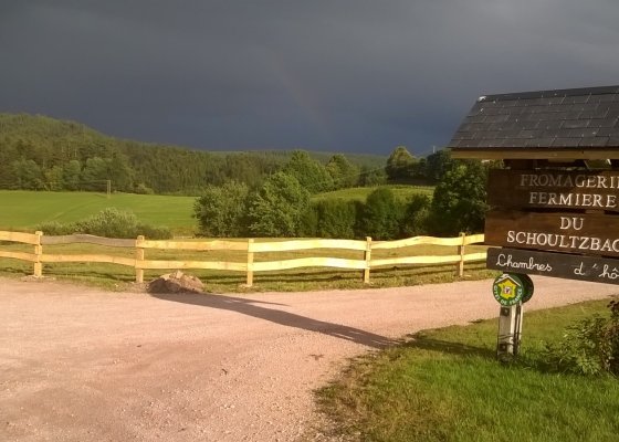 panneau d'entrée de la ferme-fromagerie Schoultzbach à Orbey